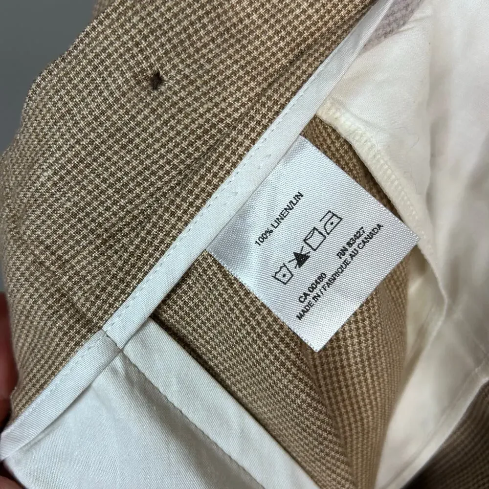 Ballin Pants Trousers Linen Size 34 Relax Pleated Houndstooth preppy old money